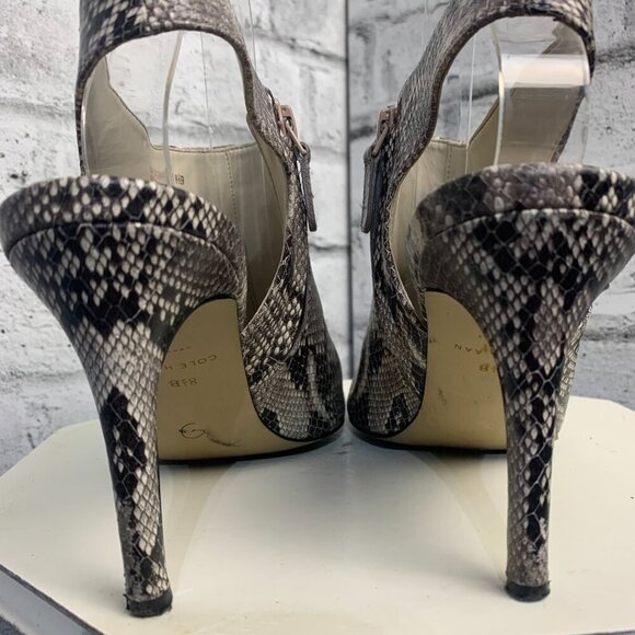 Cole Haan Snakeskin Open Toe Sling Back Stiletto Mule Pump - Picture 7 of 12